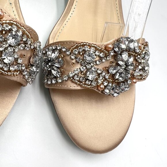 Betsey Johnson Size 5.5 Mel Champagne Satin Low Block Heels Dress Sandals‎ Shoes - Picture 7 of 16